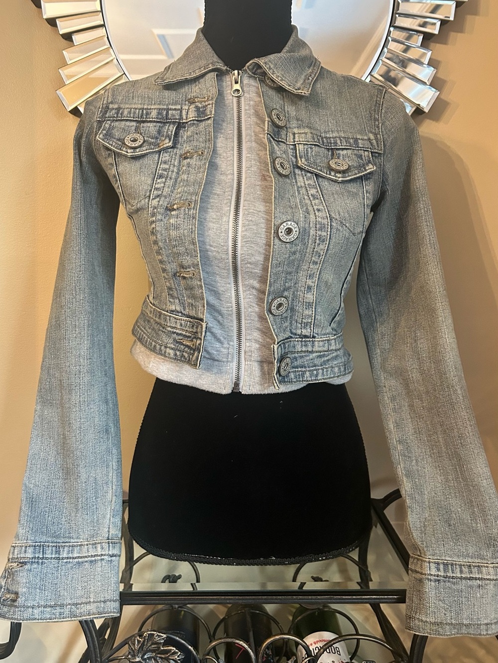 Garage Light Blue Cropped Denim Jacket